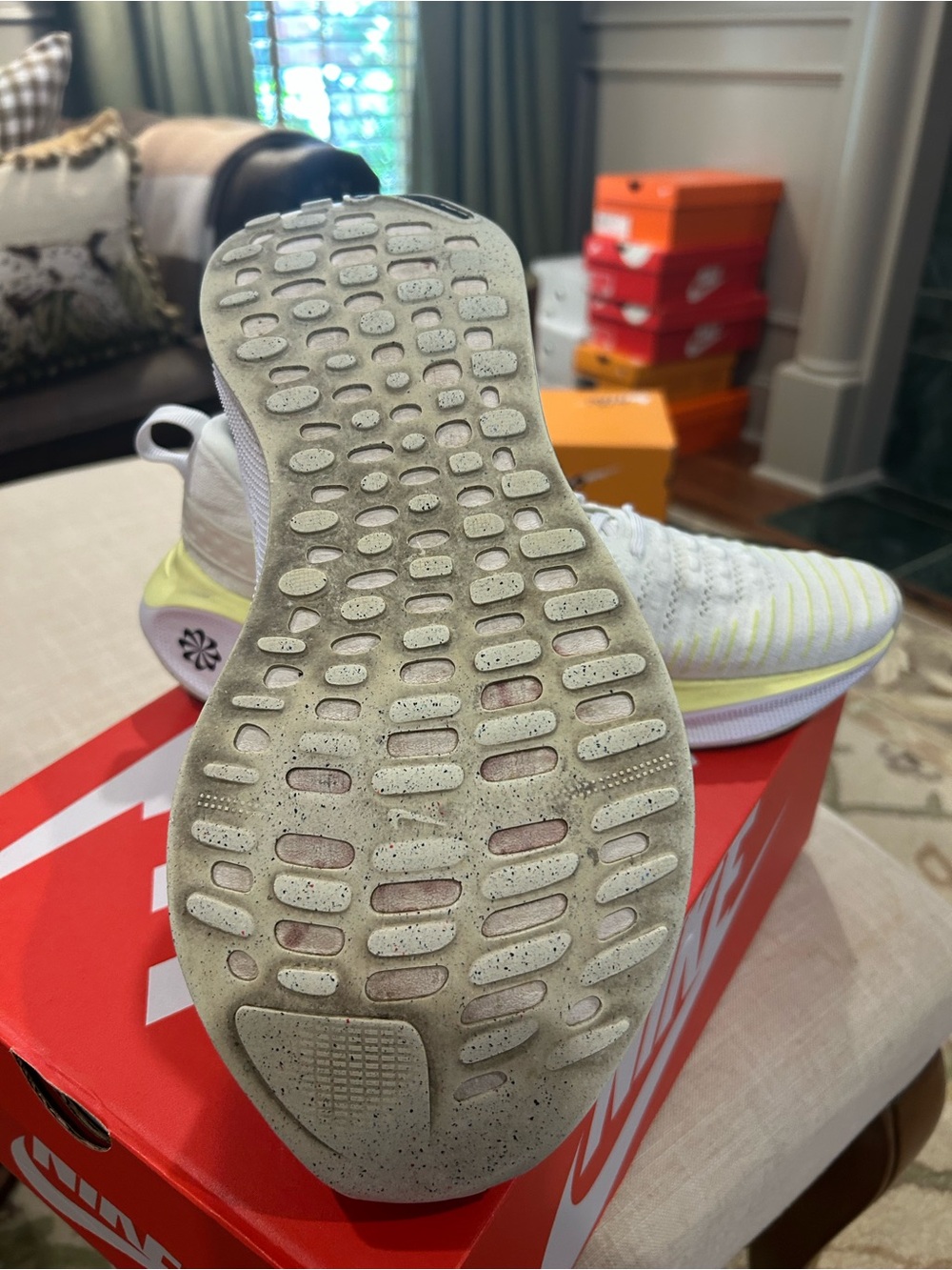 Nike InfinityRN4 Men's White/Neon Yellow Running Shoes - Picture 5 of 6